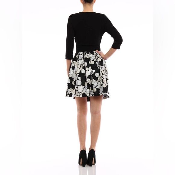 Diane Von Furstenberg Mini Dress Black Embroidered Floral Jewel Size 4 - Picture 5 of 16